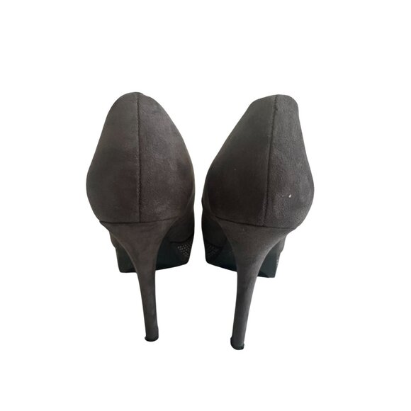 ALDO Gray Faux Suede Studded Platform Heels Size 6.5 - Picture 5 of 6